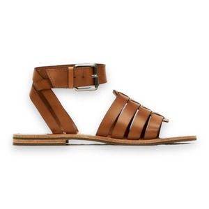 FRYE women's brown tan Riley huarache 2 piece woven leather sandals SZ 9